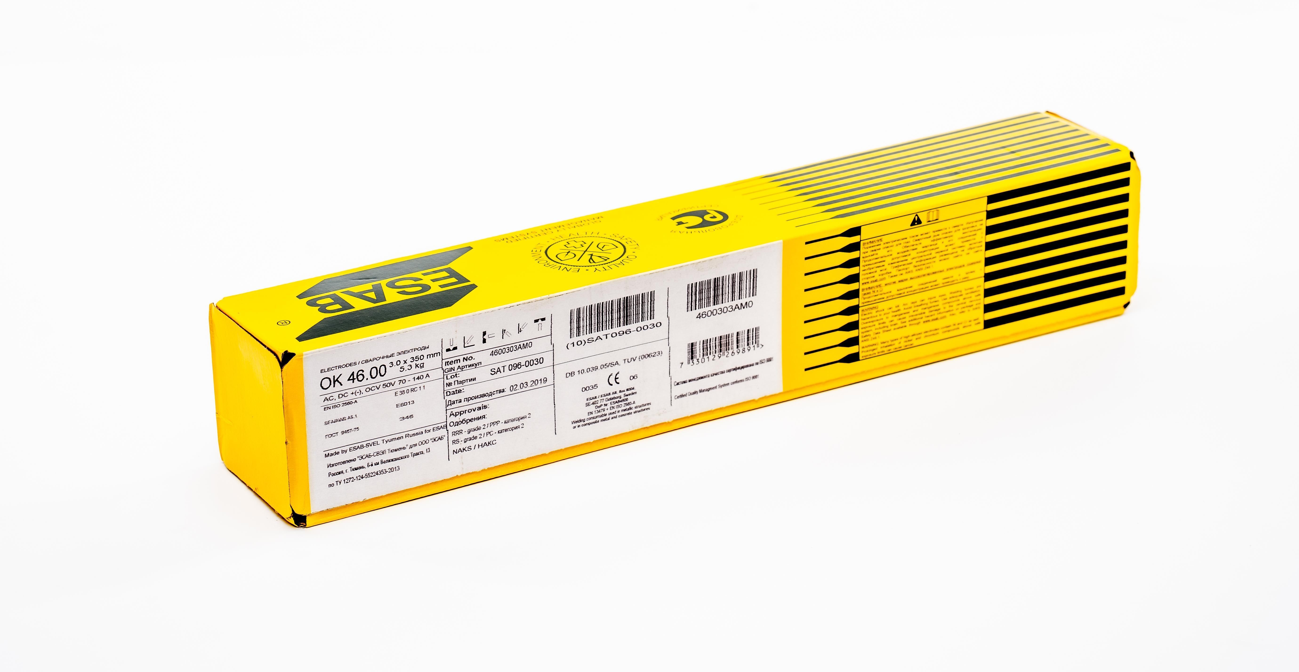 Электроды ESAB-СВЕЛ ОК-46 3,0мм 5,3 кг/уп Электроды ESAB-СВЕЛ ОК-46 3,0мм 5,3 кг/уп