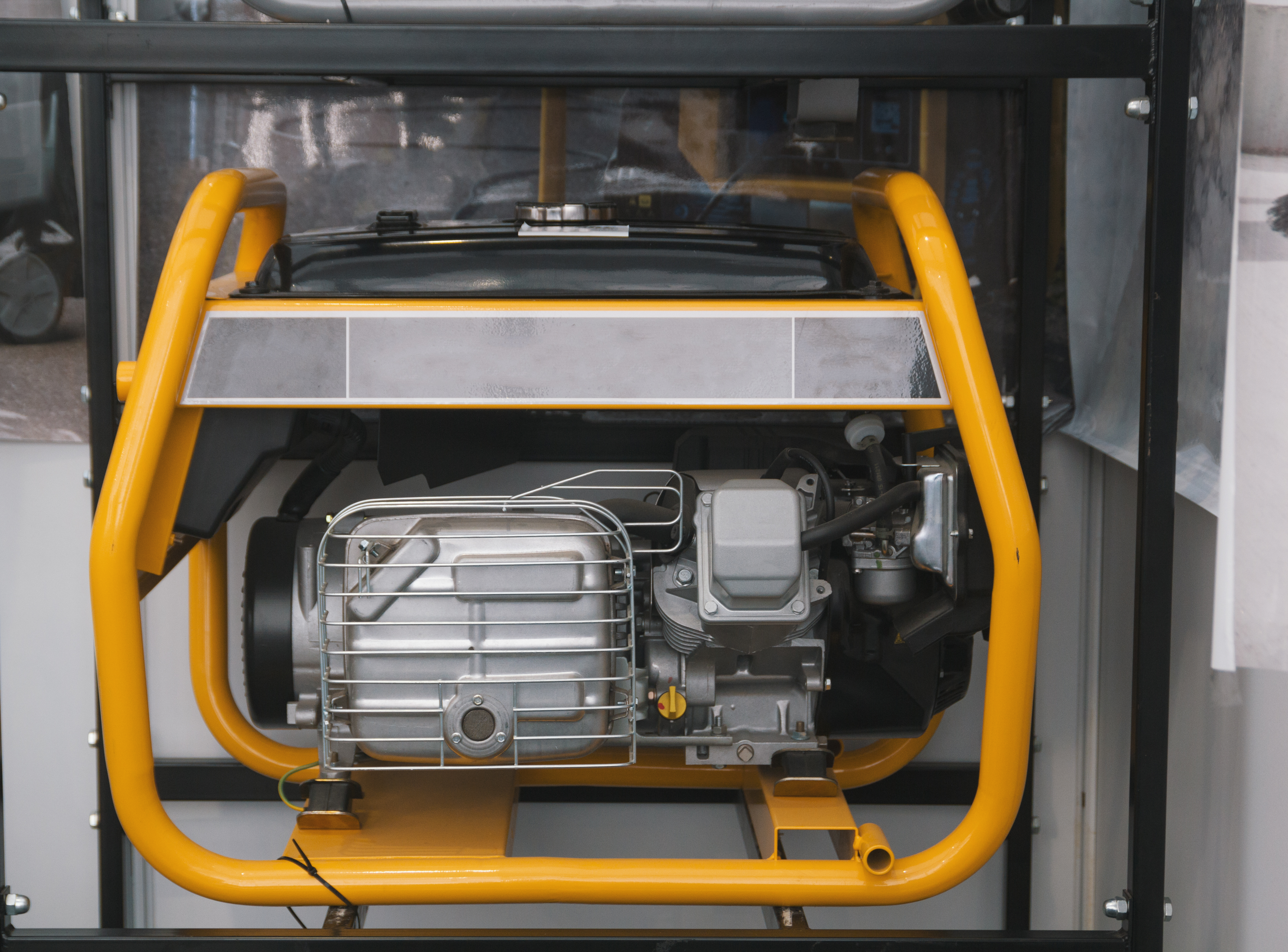 A close-up view of a portable gasoline generator
