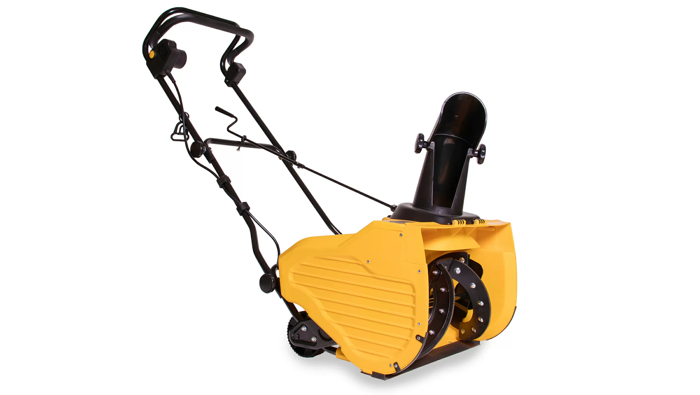 An image of an electric snow blower, specifically the Champion STE1650 model, with its technical specifications and price listed
